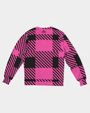 PINK PLAID Men's Classic French Terry Crewneck Pullover