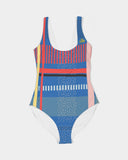 OKL Blue Plaid Women's One-Piece Swimsuit